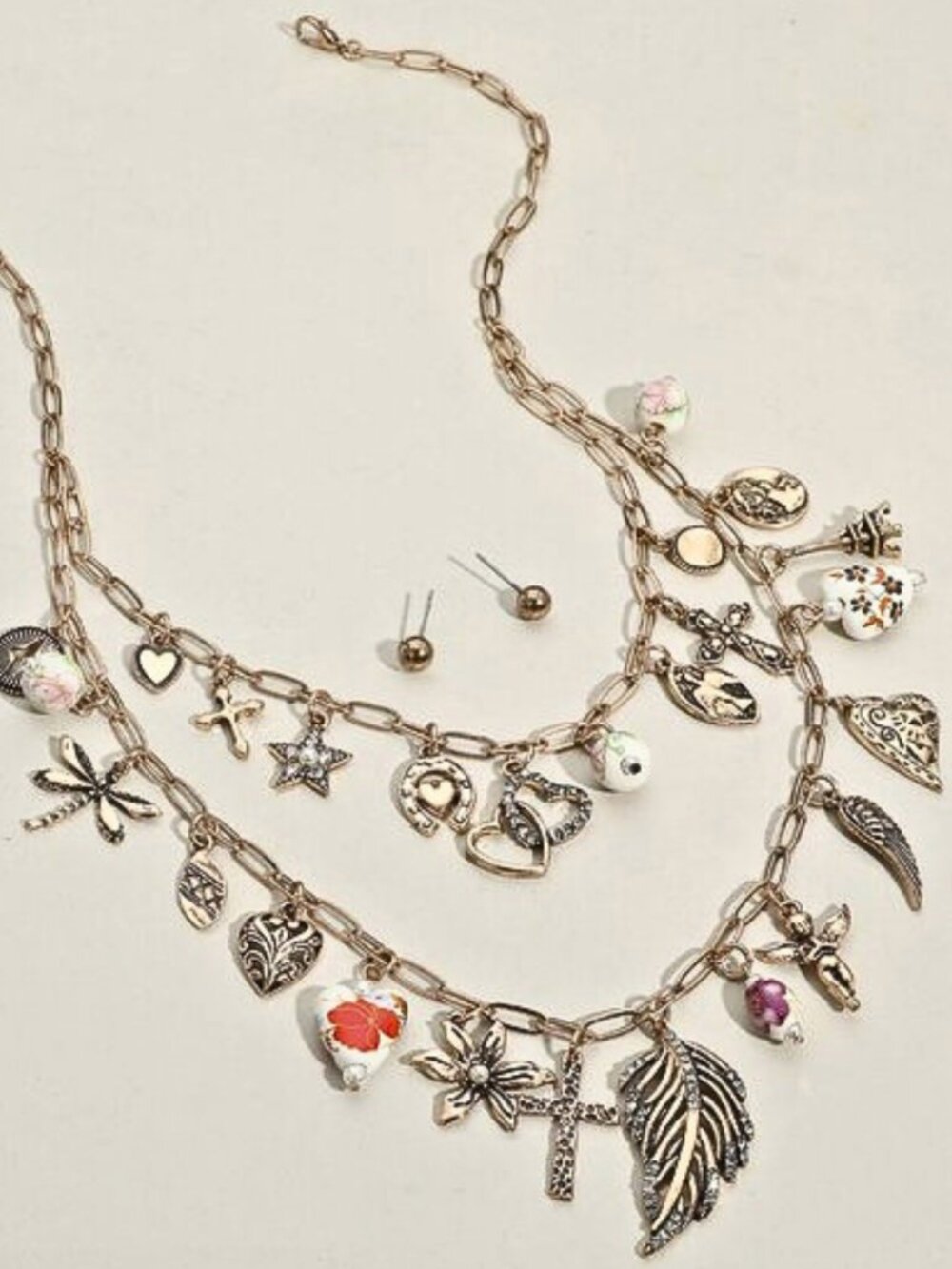 Free People Vibe Boho Maxamillion Boho Vintage Vibe Charm Chain Necklaces